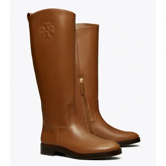 Tory Burch Riding Boots Leather Knee High Palissandro Brown Women's 11 - Picture 1 of 7